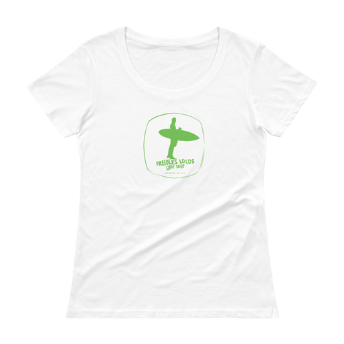CLASSIC Frijoles Locos logo Scoopneck tee for women with Green print