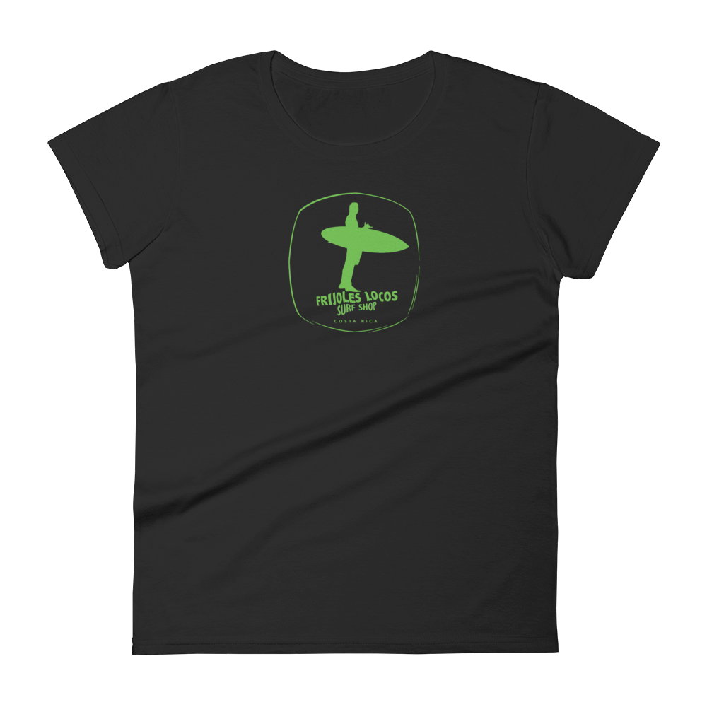 CLASSIC Frijoles Locos logo tee for women with Green print