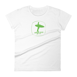 CLASSIC Frijoles Locos logo tee for women with Green print