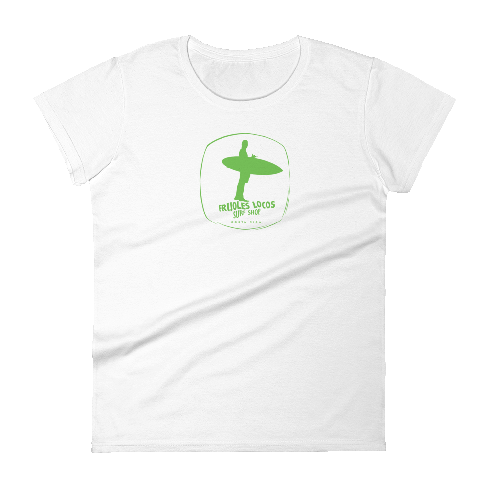 CLASSIC Frijoles Locos logo tee for women with Green print